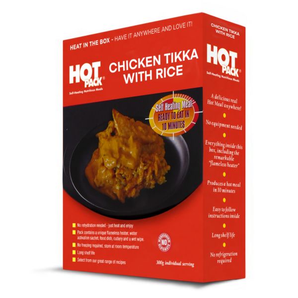 HOT PACK self heating meal in box - Chicken Tikka with Rice