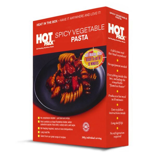 HOT PACK self heating meal in Box - Spicy Vegetable Pasta