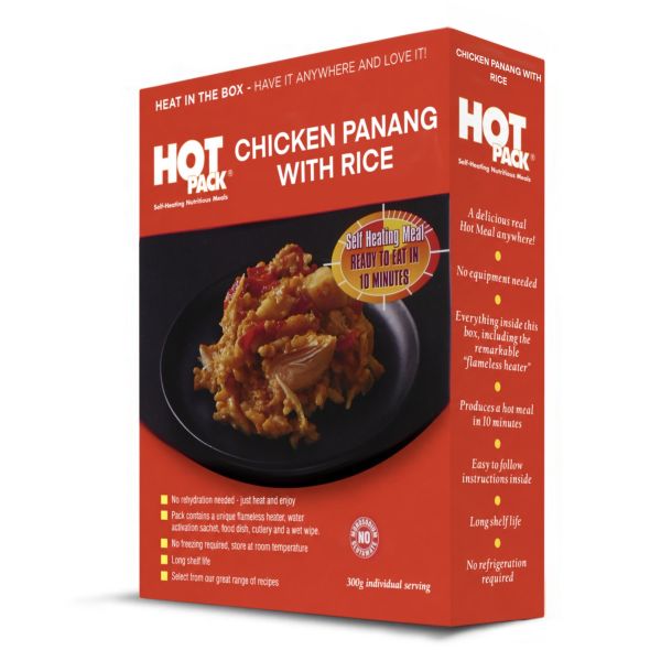 HOT PACK self heating meal in box - Chicken Panang with Rice